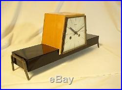 Vintage Hermle Germany Art Deco Streamline Mid Century Chiming Mantle Clock