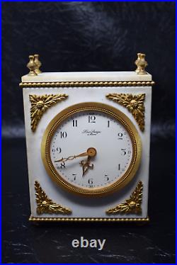 Vintage Hour Lavigne Paris France Marble Shelf/ Desk / Mantel Clock Empire Style