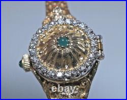 Vintage IGOR CARL FABERGE Watch, 14K Yellow Gold, Diamonds & Emeralds LTD. ED