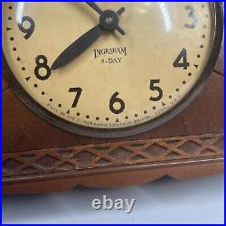 Vintage INGRAHAM Eight 8-Day Alarm Mantel Desk Clock