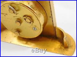 Vintage Imhof Art Deco Desk Alarm Swiss Clock Working 15 Jewels Gold Tone Cobalt
