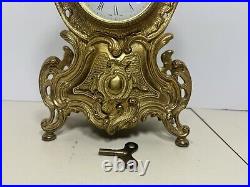 Vintage Imperial Franz Hermle Italian Mantle Clock 2 Jewels With Key (rm)