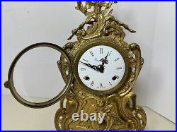 Vintage Imperial Franz Hermle Italian Mantle Clock 2 Jewels With Key (rm)