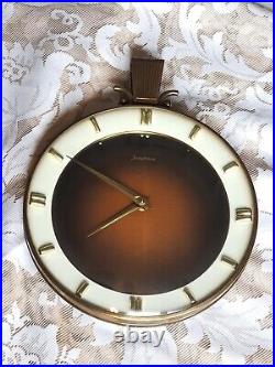 Vintage JUNGHANS Brown Brass Art Deco Round Analong Mechanical Wall Clock MCM