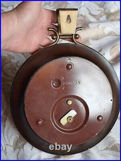 Vintage JUNGHANS Brown Brass Art Deco Round Analong Mechanical Wall Clock MCM