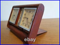 Vintage Jaeger (LeCoultre) leather weather-station / alarm clock / barometer