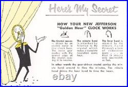 Vintage Jefferson Golden Hour Mystery Clock Working With Original Box