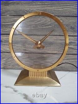 Vintage Jefferson Golden Hour Mystery Electric Clock 580-101 Brass/Glass, Works