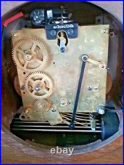 Vintage Junghans Mahogany Art Deco Mantel Clock, Works & Beautiful Chime, Key