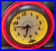 Vintage Lumichron Red Yellow Neon Electric Wall Clock 12 Art Deco MCM
