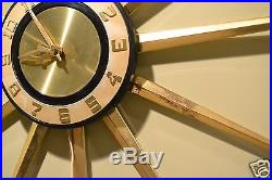 Vintage Lux Time RobertShaw Atomic Art Deco Starburst Wall Clock Works
