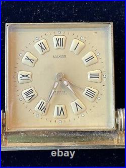 Vintage Luxor Art Deco Brass Swiss Alarm Clock Working