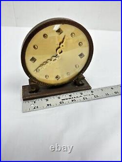 Vintage Luxor Swiss Made 8 Day Mantle Desk Clock Brass Gold Tone Works