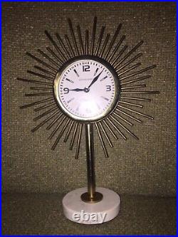 Vintage MCM Retro Victoria Queen England Starburst Hollywood Regency Clock WORKS