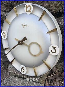 Vintage MID Century Art Deco Curved Courtley Clocks 7 Jewles Wall Clock (7c)