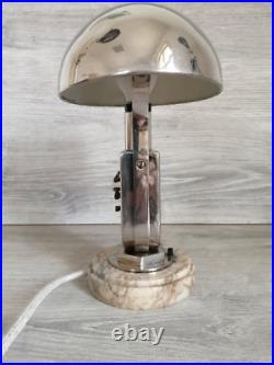 Vintage MOFEM table clock with alarm, light, lamp, art deco, 1930s