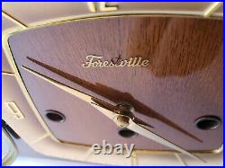 Vintage Mantle Chime Clock-Franz Hermle Forestville-WithKey Art Deco MCM 340-020
