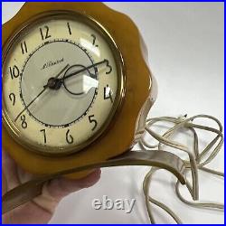 Vintage Mcclintock Art Deco Butterscotch Yellow Catalin Bakelite Electric Clock