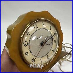 Vintage Mcclintock Art Deco Butterscotch Yellow Catalin Bakelite Electric Clock