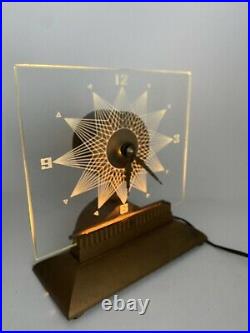 Vintage MidCentury Mastercrafters STARLIGHT Glass Illuminated Clock Model 146 9