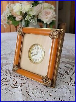 Vintage New Haven Butterscotch Bakelite Ormolu Brass Windup Clock Works