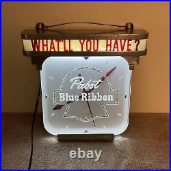 Vintage Pabst Blue Ribbon Electric Advertising Clock PBR Beer Bar Retro Art Deco