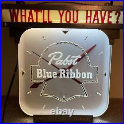 Vintage Pabst Blue Ribbon Electric Advertising Clock PBR Beer Bar Retro Art Deco