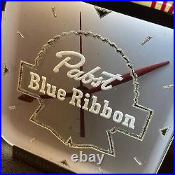 Vintage Pabst Blue Ribbon Electric Advertising Clock PBR Beer Bar Retro Art Deco