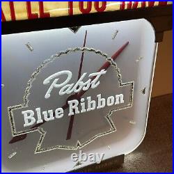 Vintage Pabst Blue Ribbon Electric Advertising Clock PBR Beer Bar Retro Art Deco