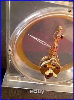 Vintage Rare LeCoultre Swiss Skeleton Lucite Art Deco Clock