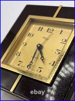 Vintage Retro Imhoff Turler Swiss Travel Desk Clock Quartz Art Deco 30s 40s