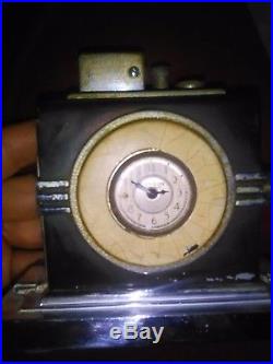 Vintage Ronson Art Deco Touch Tip Table Lighter Circa Mid 1930's with clock