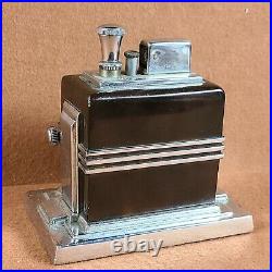 Vintage Ronson Clock Touch Tip Table Lighter Art Deco Works
