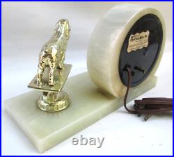 Vintage SESSIONS CLOCK Alabaster & Golden Retriever Dog VeryNICE Mid Century MCM