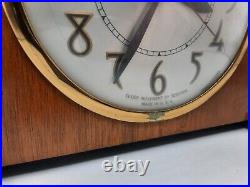Vintage SESSIONS Wood Mantle Table Clock Art Deco Inlaid Wood Beautiful Electric