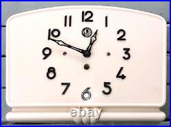 Vintage SMI French Bakelite clock Art Deco ivory wind up with key vgc