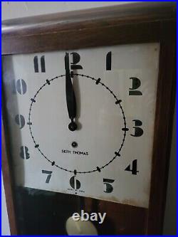 Vintage Seth Thomas Art Deco Large WALL Clock. WithKey