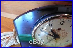 Vintage Seth Thomas Electric Mantel Clock Blue Mirror retro Art Deco Antique