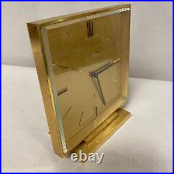 Vintage Sleek swiss John Wanamaker Brass clock Shelf Desk MCM ART DECO alarm