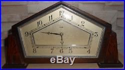 Vintage Smiths 1930's 8 Day Pentangular Art Deco Wooden Cased Mantel Clock