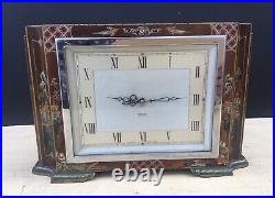 Vintage Smiths Mantel Clock Art Deco 8 Day With Chinoiserie Painted Design Gwo