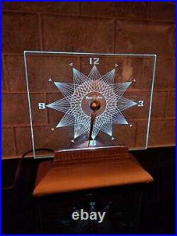Vintage Starlight Clock, Mastercrafters #146 Lighted Etched Glass Art Deco MCM