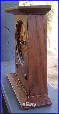 Vintage Stickley Oak Mantel Shelf Clock Arts & Crafts Art Deco style
