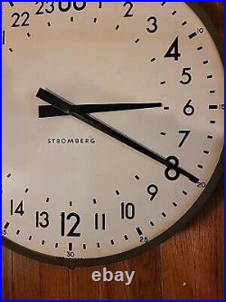 Vintage Stromberg Electric 24 Hour Military Wall Clock Large 21 Metal Art Deco