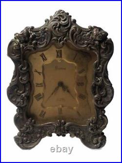 Vintage Swiss Sterling Silver Cyma Swiss Mantle Alarm Clock Wind Up As Is