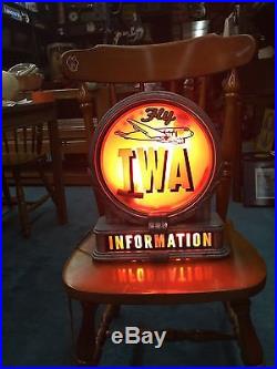 Vintage TWA Art Deco Lighted Information Sign Rare