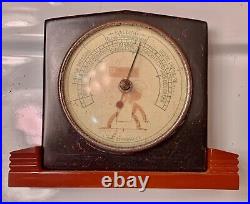 Vintage Taylor Art Deco Baroguide Barometer Swirled Brown Orange Catalin