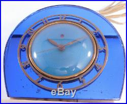Vintage Telechron Art Deco Mantle Clock Blue Mirrored