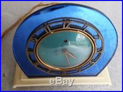 Vintage Telechron Casino Art Deco Clock Cobalt Blue Mirror Glass all original