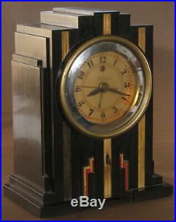 Vintage Telechron Electrolarm 700 Clock Art Deco Bakelite 1929 1931 Skyscraper